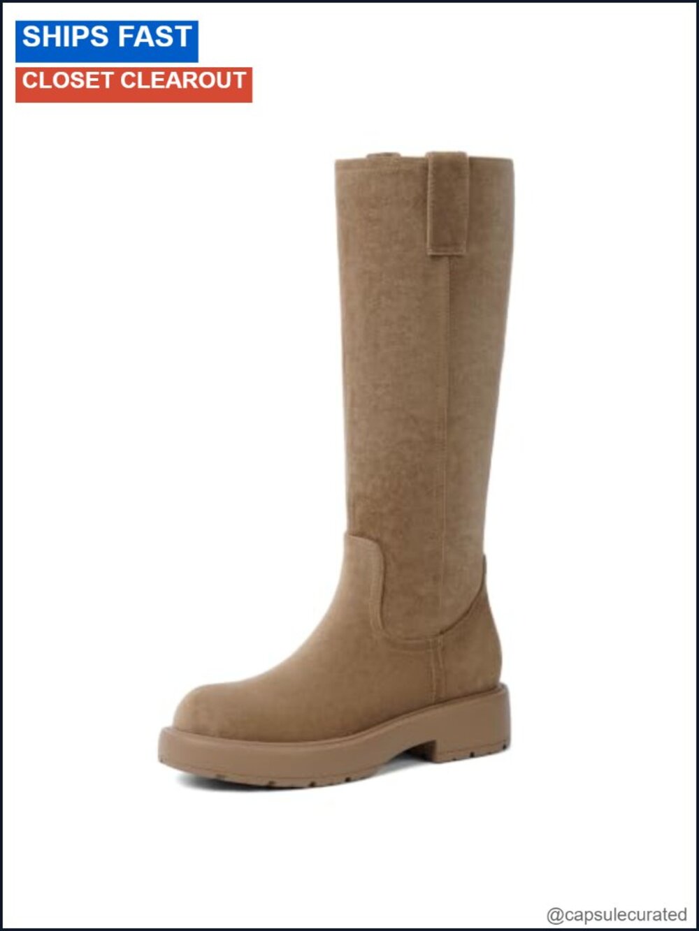 Women's Knee High Riding Boots Faux Suede Low Heel Chunky Fall Winter
